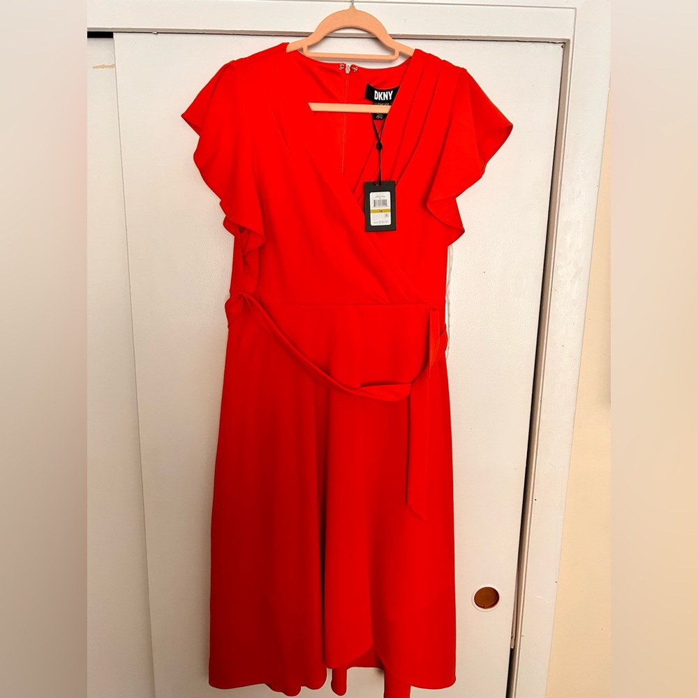 A-line DKNY faux wrap dress